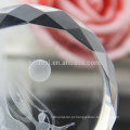 Paperweight de cristal grande da forma redonda como a decoração de cristal do ofício